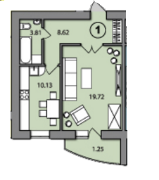 1-кімнатна 43.53 м² в ЖК Пурпурові вітрила від забудовника, м. Буча