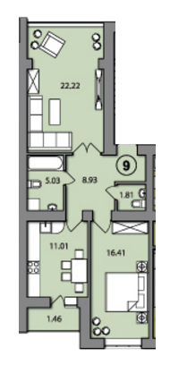 2-комнатная 66.87 м² в ЖК Алые паруса от застройщика, г. Буча