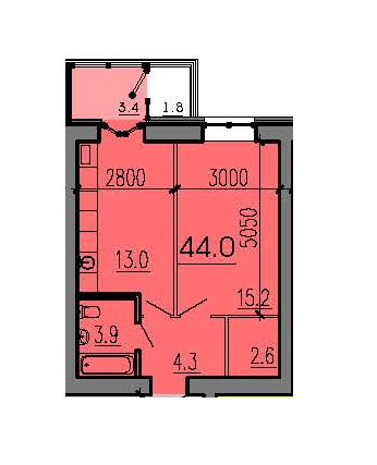 1-комнатная 44 м² в ЖК Алые Паруса от 13 100 грн/м², Днепр