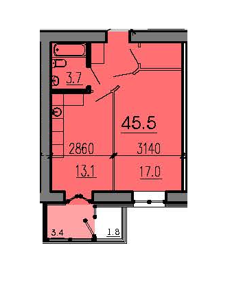 1-комнатная 45.5 м² в ЖК Алые Паруса от 13 100 грн/м², Днепр