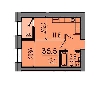 1-комнатная 35.5 м² в ЖК Алые Паруса от 13 100 грн/м², Днепр