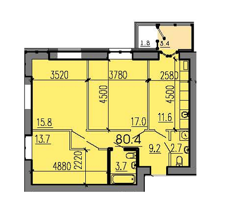 3-комнатная 80.4 м² в ЖК Алые Паруса от 12 500 грн/м², Днепр