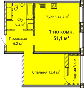 1-комнатная 51.1 м² в ЖК Альтаир 3 от 30 650 грн/м², Одесса