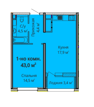 1-кімнатна 43 м² в ЖК Альтаїр 3 від 25 450 грн/м², Одеса