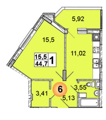 1-кімнатна 44.7 м² в ЖК Арена від 14 550 грн/м², Львів