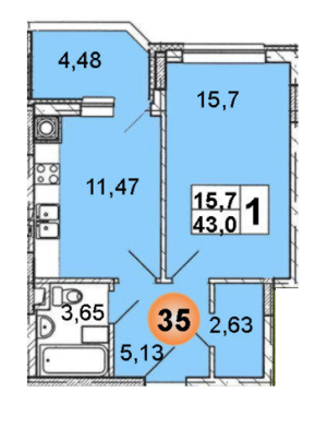 1-комнатная 43 м² в ЖК Арена от застройщика, Львов