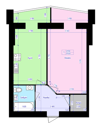 1-кімнатна 49.63 м² в ЖК Атлант від забудовника, Луцьк