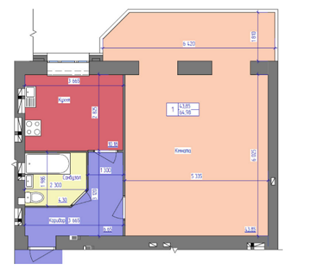 1-кімнатна 64.98 м² в ЖК Атлант від забудовника, Луцьк