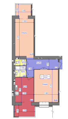 2-комнатная 75.37 м² в ЖК Атлант от застройщика, Луцк