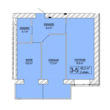 2-комнатная 65.2 м² в ЖК Атмосфера от 17 950 грн/м², Днепр