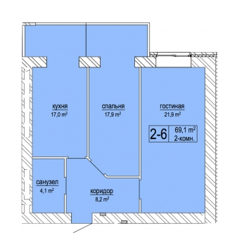 2-комнатная 69.1 м² в ЖК Атмосфера от 30 400 грн/м², Днепр