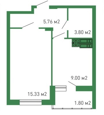 1-комнатная 35.69 м² в ЖК Банковский от застройщика, г. Борисполь