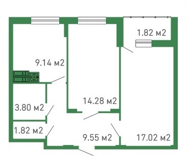 2-комнатная 57.43 м² в ЖК Банковский от застройщика, г. Борисполь