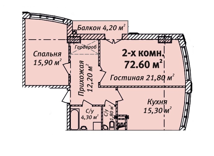 2-кімнатна 72.6 м² в ЖК Бельетаж. Будинок на Бєлінського від забудовника, Одеса