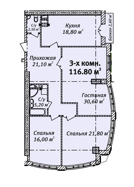 3-кімнатна 116.8 м² в ЖК Бельетаж. Будинок на Бєлінського від забудовника, Одеса