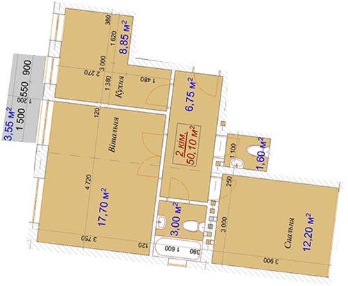 2-кімнатна 50.1 м² в ЖК Варшава Хоум від забудовника, Львів