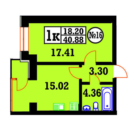 1-комнатная 40.88 м² в ЖК Винницкий от 8 700 грн/м², Хмельницкий