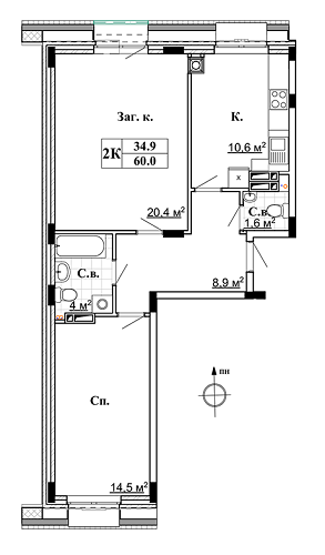 2-комнатная 60 м² в ЖК Чемпион. Голосеево от 21 000 грн/м², Киев