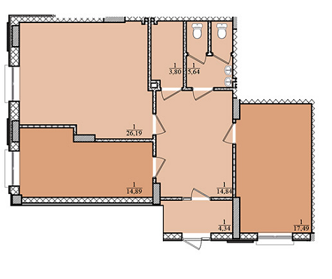 3-комнатная 87.21 м² в ЖК Схід Сонця от застройщика, Львов