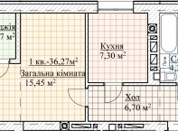 1-кімнатна 36.27 м² в ЖК Високий від забудовника, м. Ірпінь