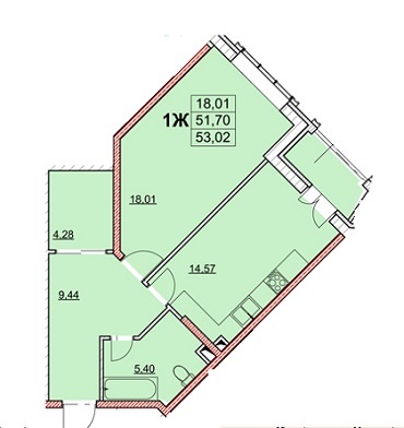 1-кімнатна 53.02 м² в ЖК Гагарінський від забудовника, Одеса