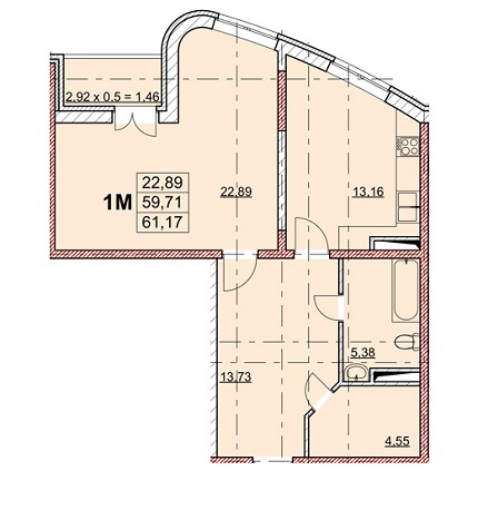 1-комнатная 61.17 м² в ЖК Гагаринский от 27 940 грн/м², Одесса