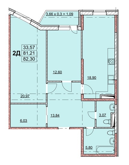 2-кімнатна 82.3 м² в ЖК Гагарінський від 21 780 грн/м², Одеса