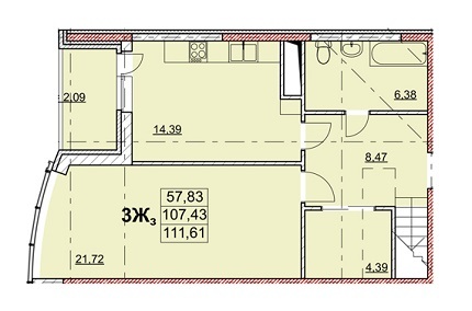 3-кімнатна 111.61 м² в ЖК Гагарінський від 27 750 грн/м², Одеса