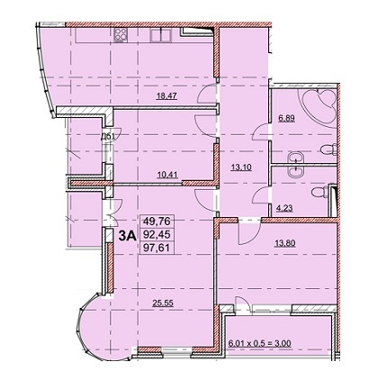 3-кімнатна 97.61 м² в ЖК Гагарінський від 27 750 грн/м², Одеса