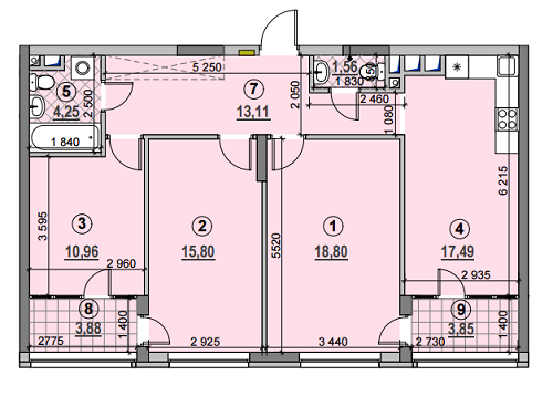3-кімнатна 89.7 м² в ЖК Галактика від 21 440 грн/м², Київ