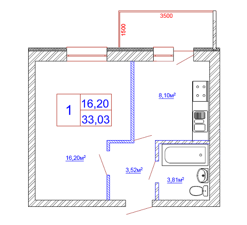 1-комнатная 33.03 м² в ЖК Голосеевский квартал от застройщика, Киев