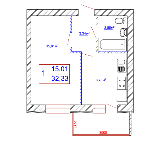 1-комнатная 32.33 м² в ЖК Голосеевский квартал от застройщика, Киев