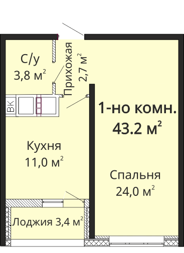 1-комнатная 43.2 м² в ЖК Горизонт от 20 000 грн/м², Одесса