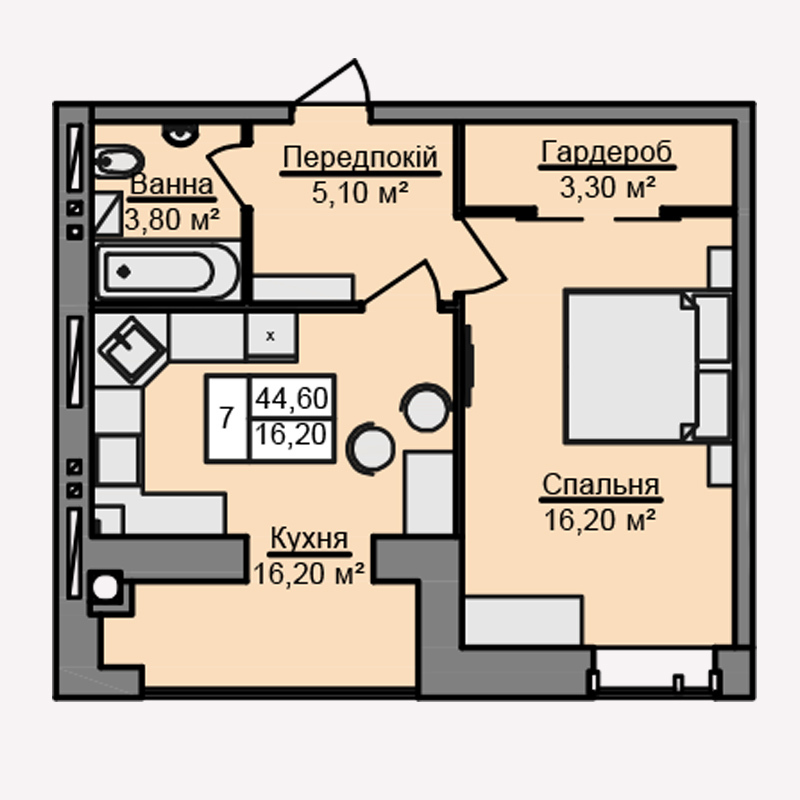 1-комнатная 44.6 м² в ЖК Мисто Мрий от застройщика, Черновцы