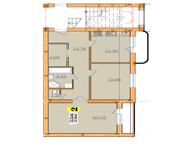 2-комнатная 73.72 м² в ЖК Грибной от 15 750 грн/м², Ужгород