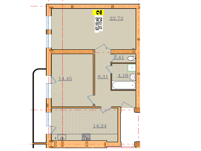 2-кімнатна 67.1 м² в ЖК Грибний від 15 750 грн/м², Ужгород