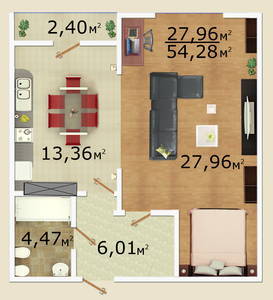 1-комнатная 54.28 м² в ЖК Грюнвальд от 19 800 грн/м², Киев