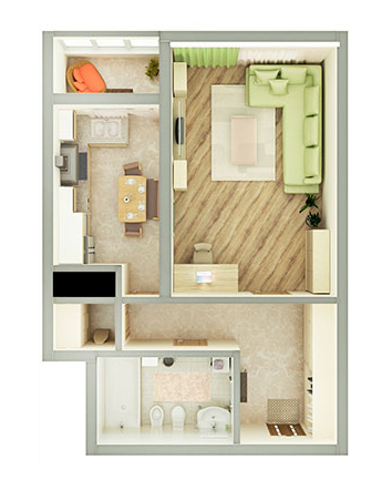 1-комнатная 59.9 м² в ЖК Дом на Клименко от застройщика, Киев