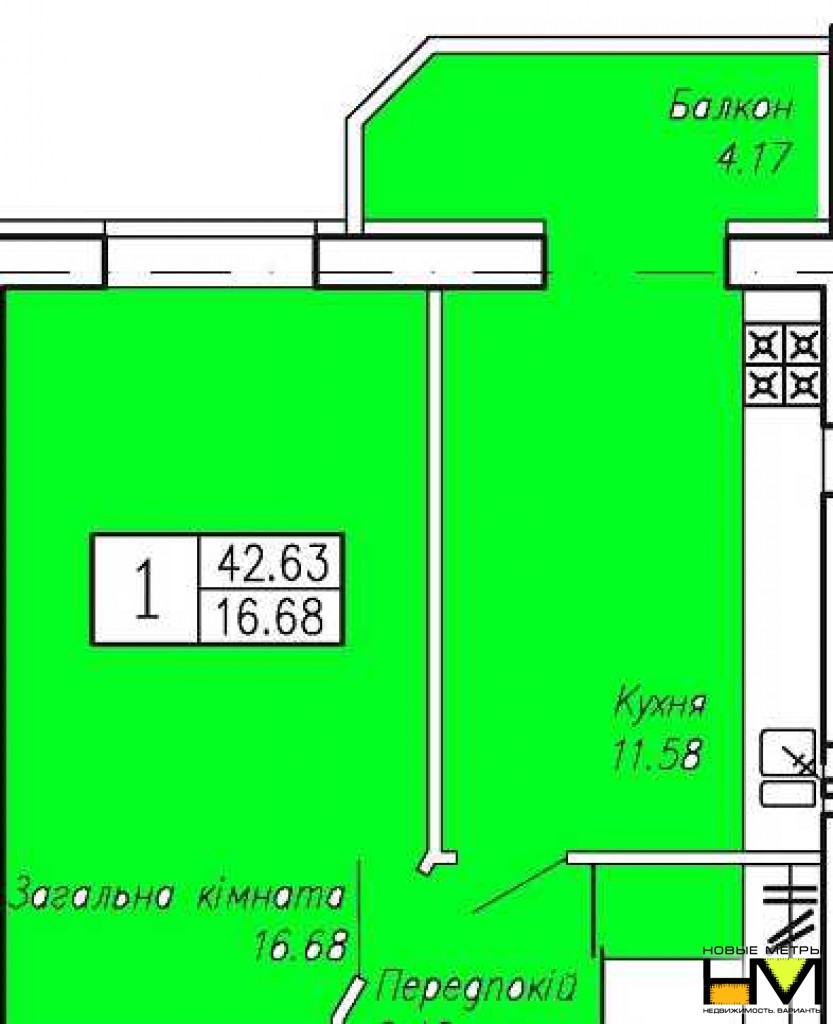 1-кімнатна 42.63 м² в ЖК Позитив від 12 000 грн/м², м. Ірпінь