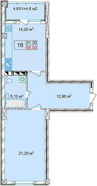 1-комнатная 58 м² в ЖК Дом на Строителей от застройщика, Киев