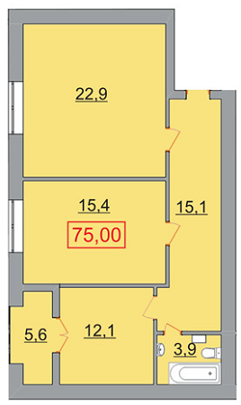 2-комнатная 75 м² в ЖК Европейский от застройщика, Ужгород