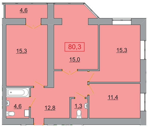 3-комнатная 80.3 м² в ЖК Европейский от 11 080 грн/м², Ужгород