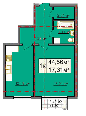 1-кімнатна 44.56 м² в КБ GENEVA від 18 500 грн/м², Львів