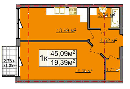 1-комнатная 45.09 м² в КД GENEVA от 18 500 грн/м², Львов