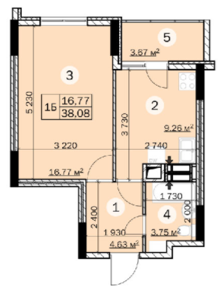 1-кімнатна 38.08 м² в ЖК Зірковий від забудовника, м. Вишгород