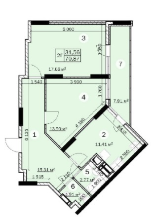 2-комнатная 70.87 м² в ЖК Звездный от 14 000 грн/м², г. Вышгород