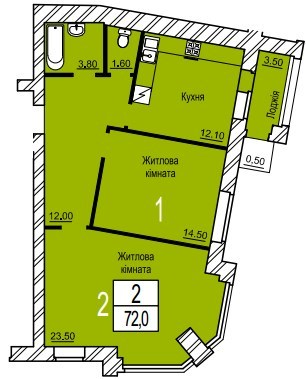 2-комнатная 72 м² в ЖК Зеленый от 13 000 грн/м², г. Белая Церковь