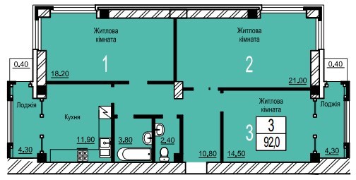 3-комнатная 92 м² в ЖК Зеленый от 13 000 грн/м², г. Белая Церковь