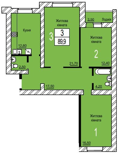 3-комнатная 89.9 м² в ЖК Зеленый от 13 000 грн/м², г. Белая Церковь