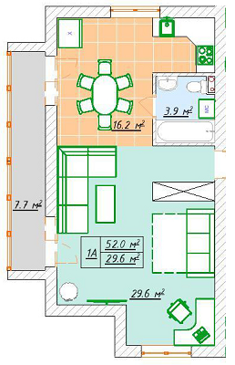 1-комнатная 52 м² в ЖК Зеленый Гай от 10 000 грн/м², г. Обухов